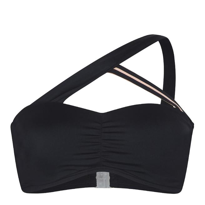 Black One Shoulder Bandeau Bikini Top BrandAlley