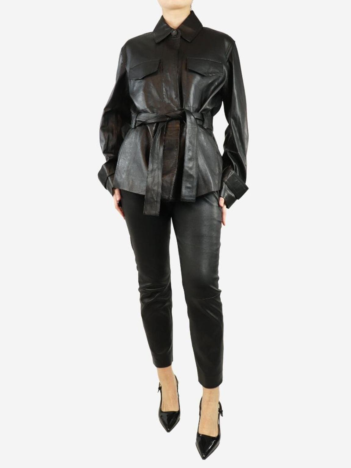 Vince Black leather trousers main product photo
