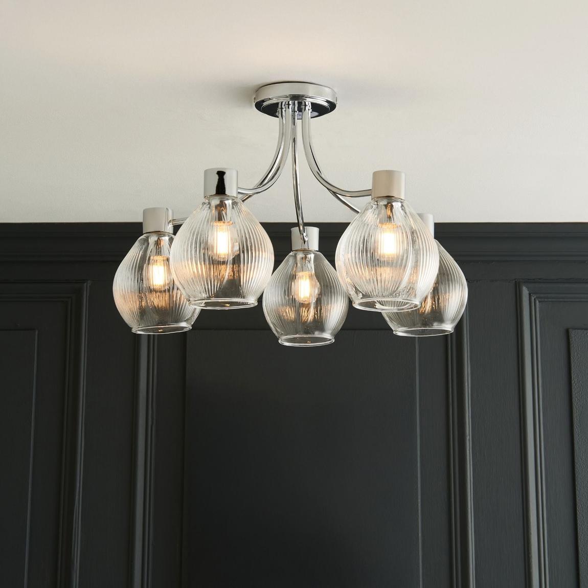 Hamilton 5 Light Polished Chrome Semi Flush Ceiling Light main product photo