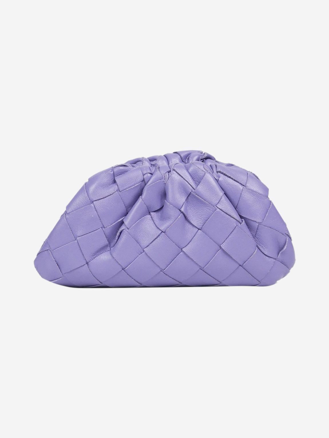Purple small intrecciato leather clutch bag main product photo