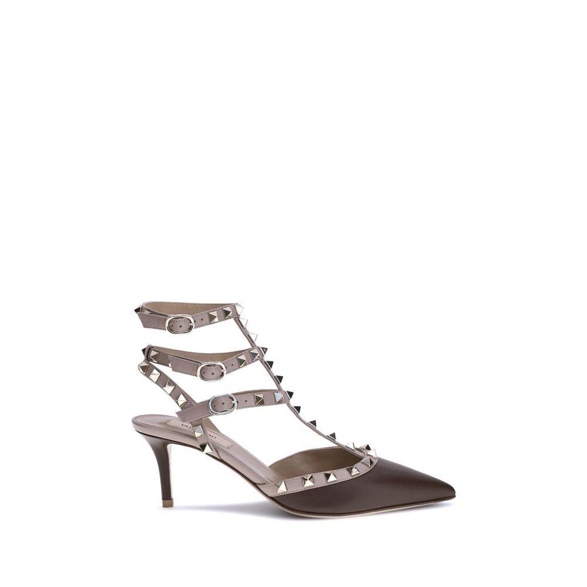 Rockstud Leather Pumps with Ankle Strap and Studded Detailing Wo - main product photo
