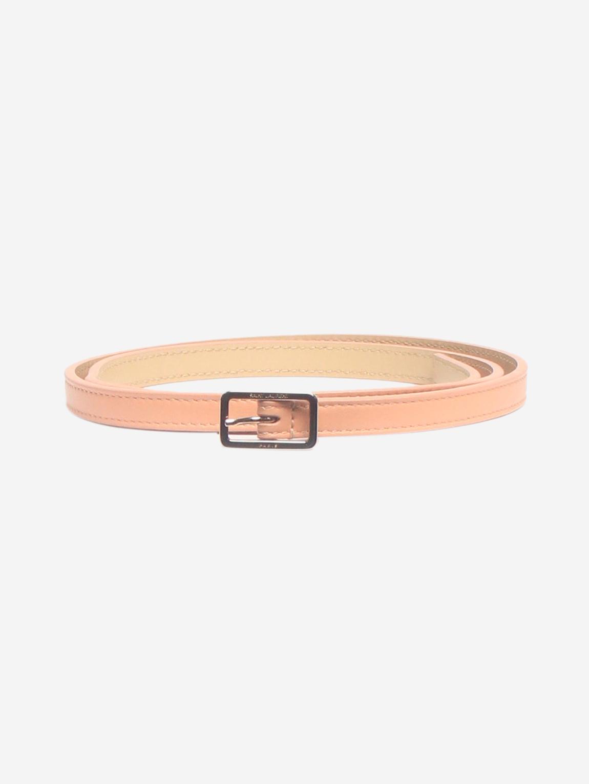 Salmon coloured skinny leather belt main product photo