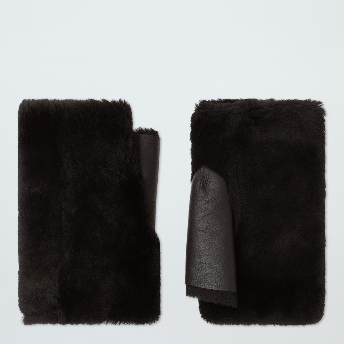 Black Shearling Fingerless Mittens main product photo