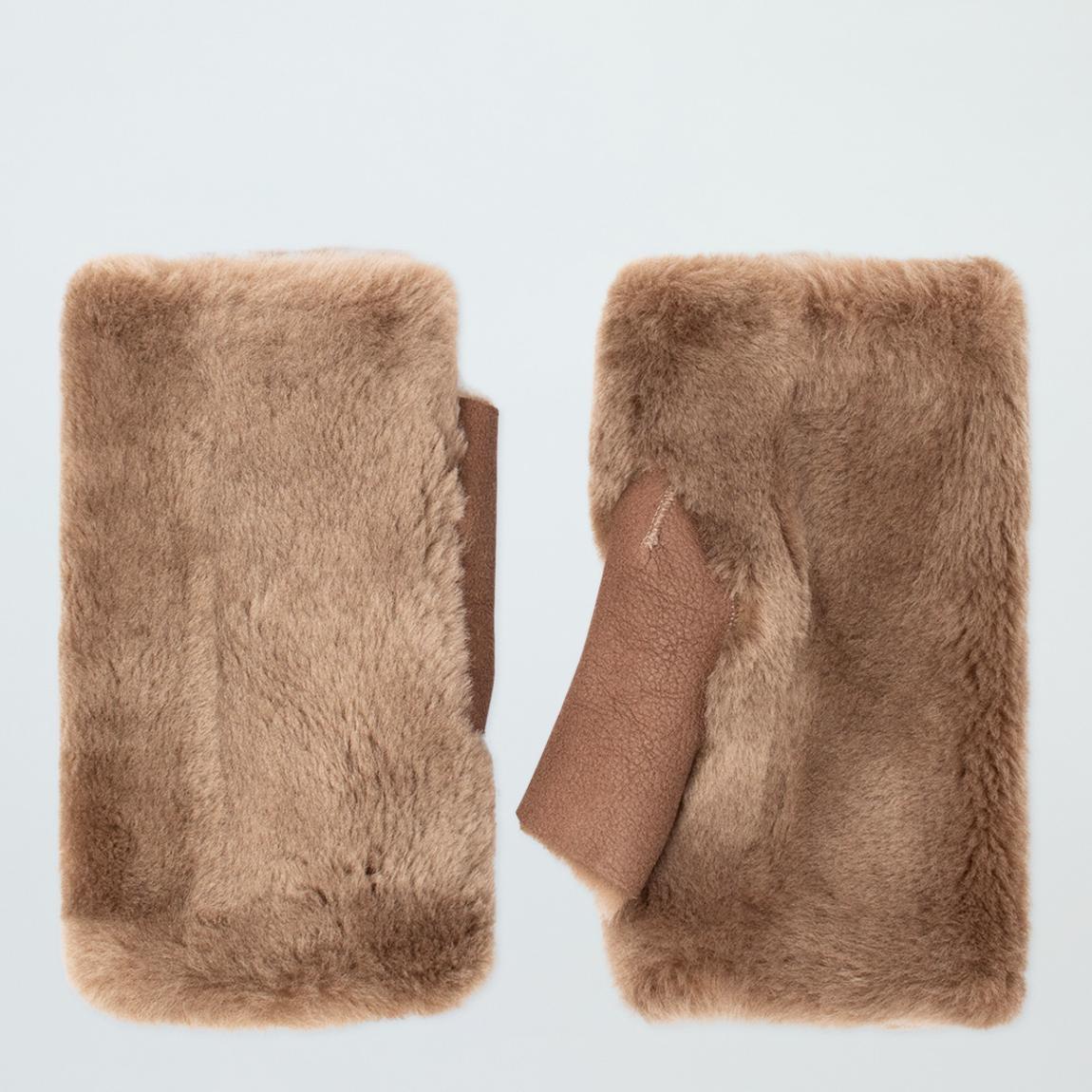 Butterscotch Shearling Fingerless Mittens main product photo