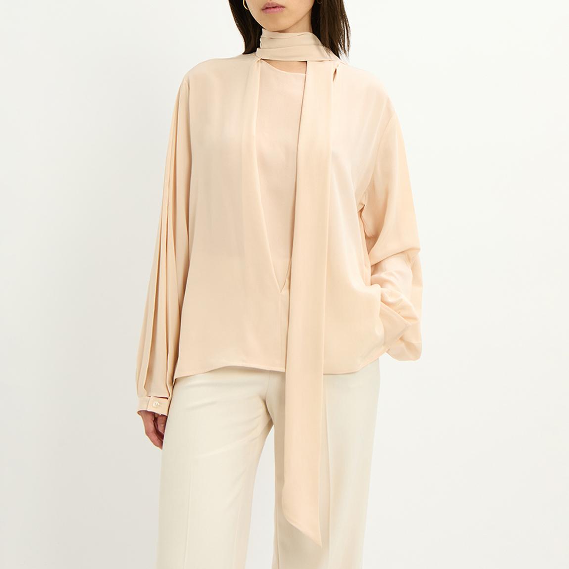 Ballet Pink Scarf Neck Silk Blouse main product photo