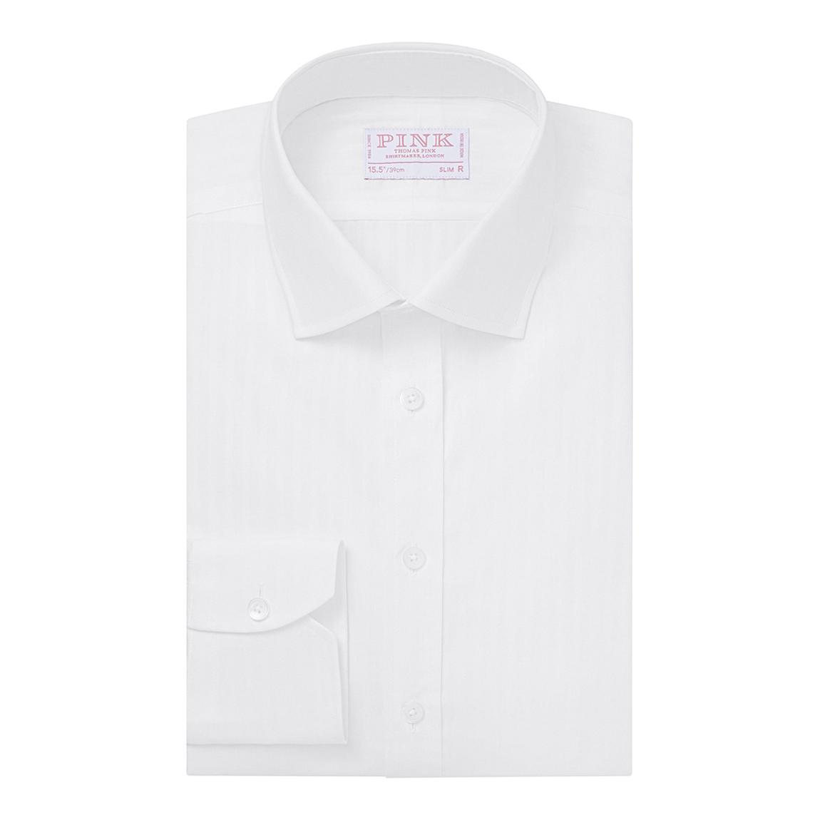 White Tonal Stripe Slim Fit Cotton Shirt main product photo