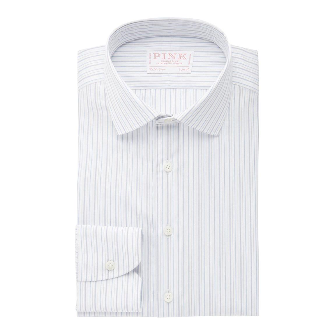 Blue Fine Stripe Slim Fit Cotton Shirt main product photo
