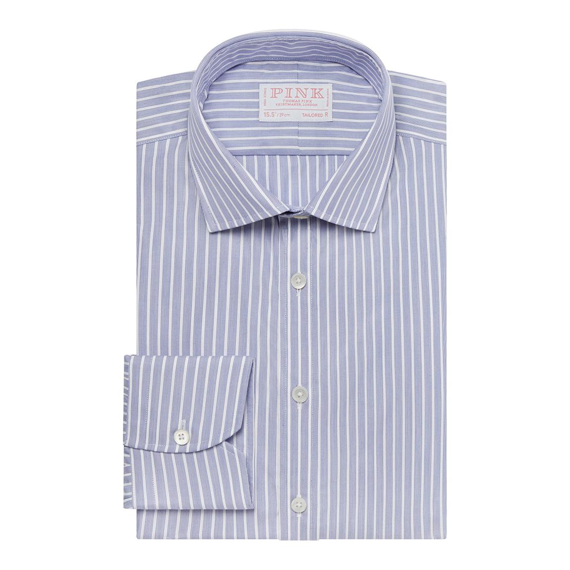 Blue Broken Stripe Tailored Fit Cotton Shirt main product photo