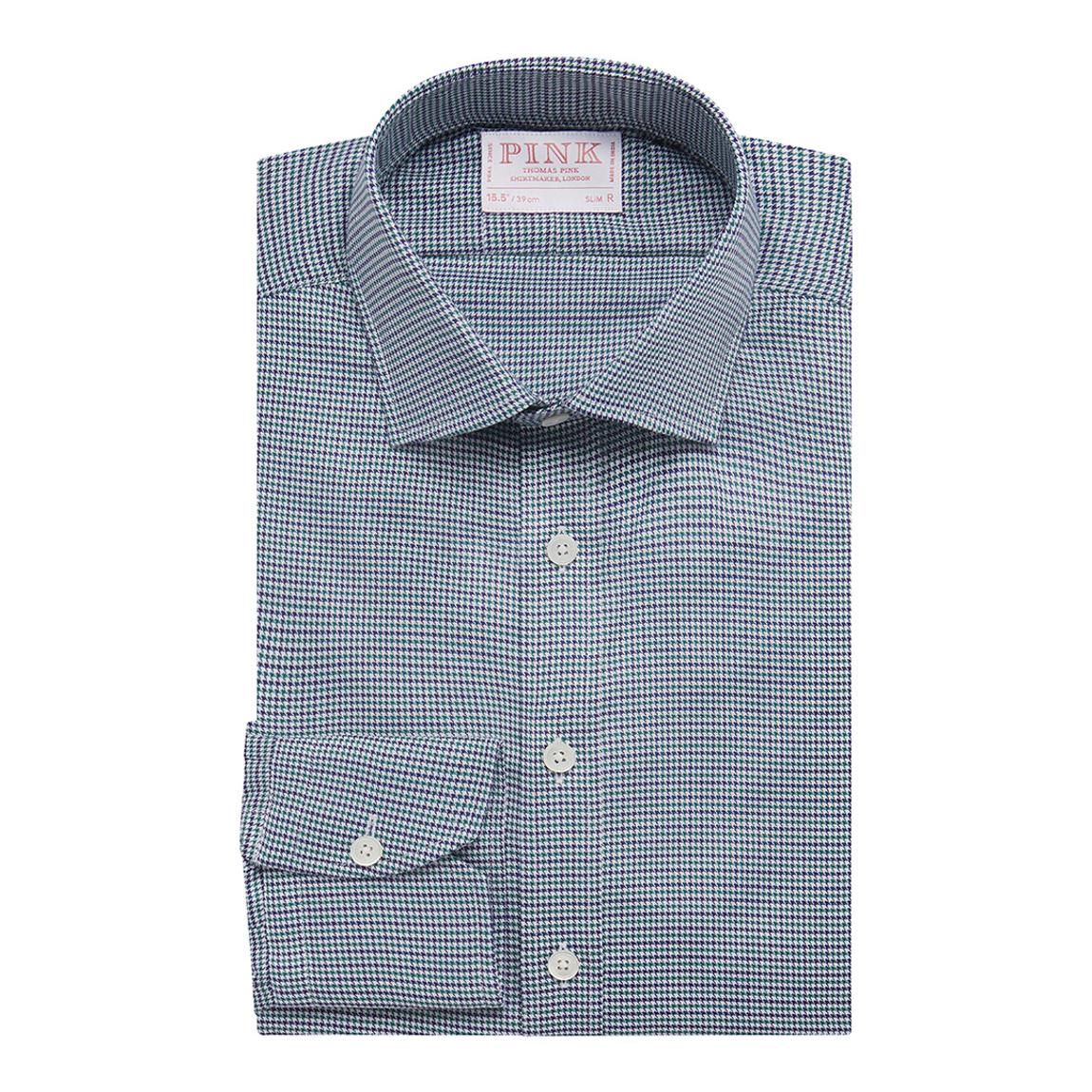 Green Puppytooth Slim Fit Twill Cotton Shirt main product photo