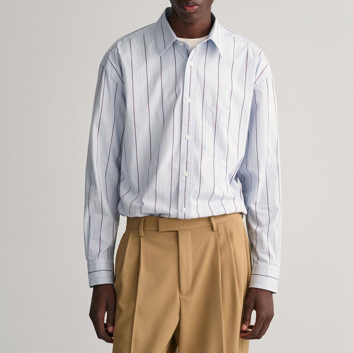 Pale Blue Compact Poplin Stripe Cotton Shirt main product photo