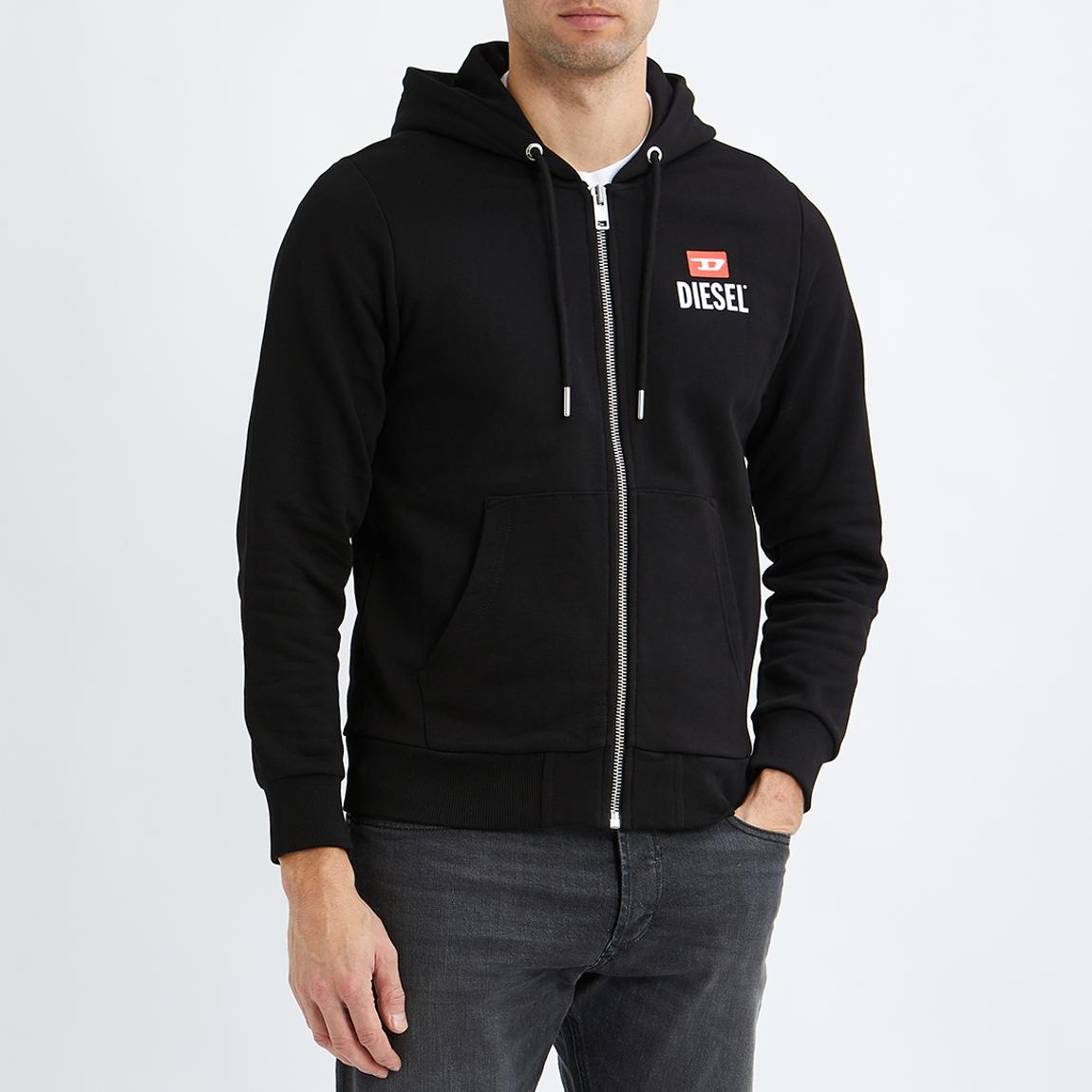 Black Girk Zipped Cotton Hoodie main product photo