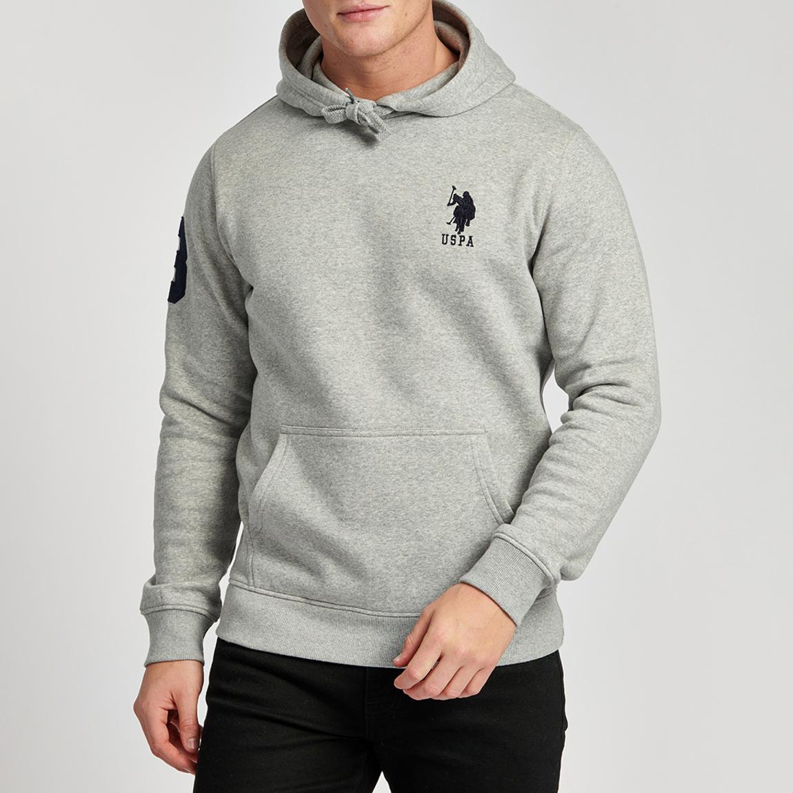 Pale Grey Patch Design Cotton Blend Hoodie main product photo