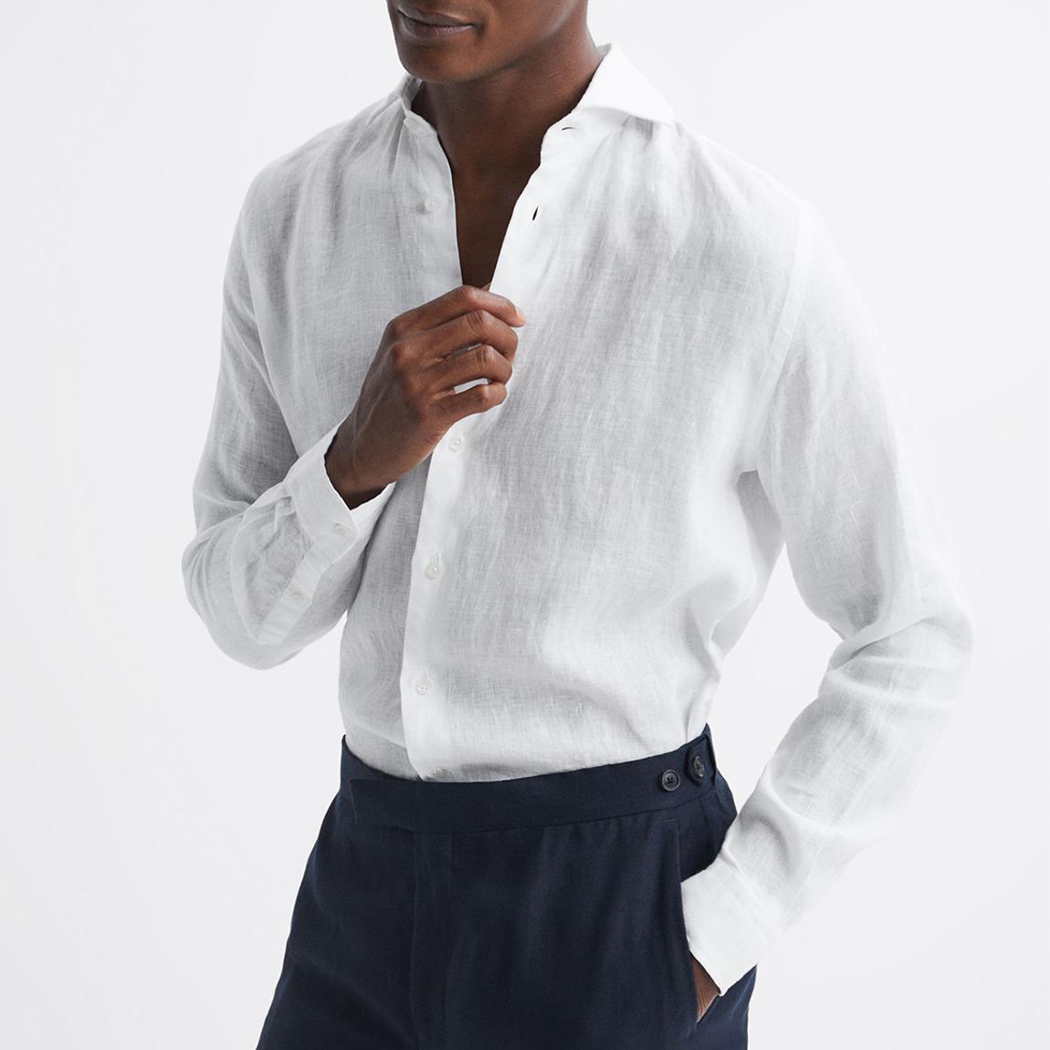 White Rex Linen Shirt main product photo