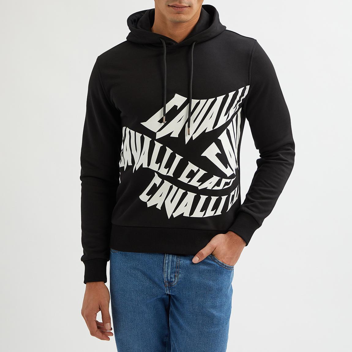 Black Logo Graphic Cotton Blend Hoodie main product photo