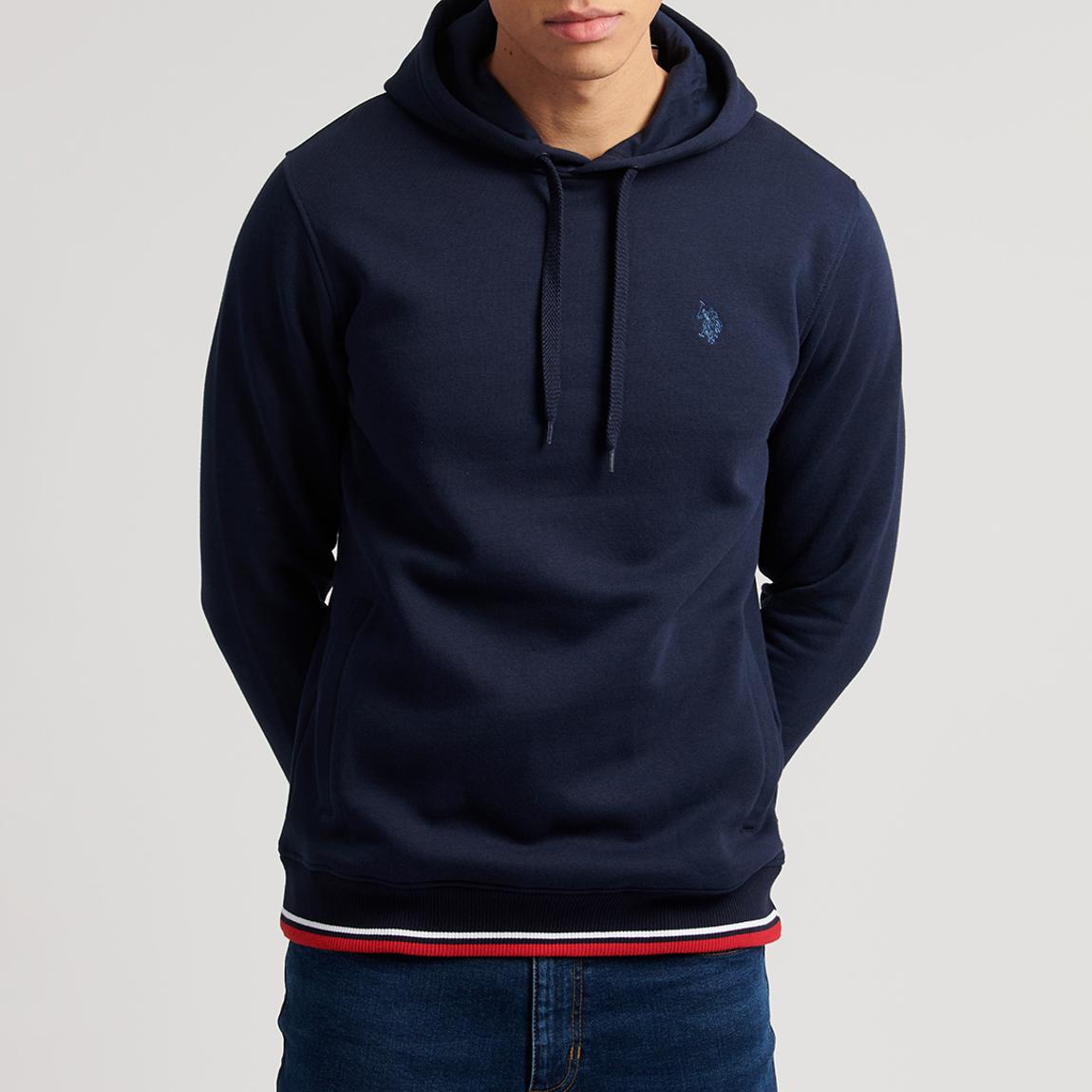 Navy Tipped Cotton Blend Hoodie main product photo