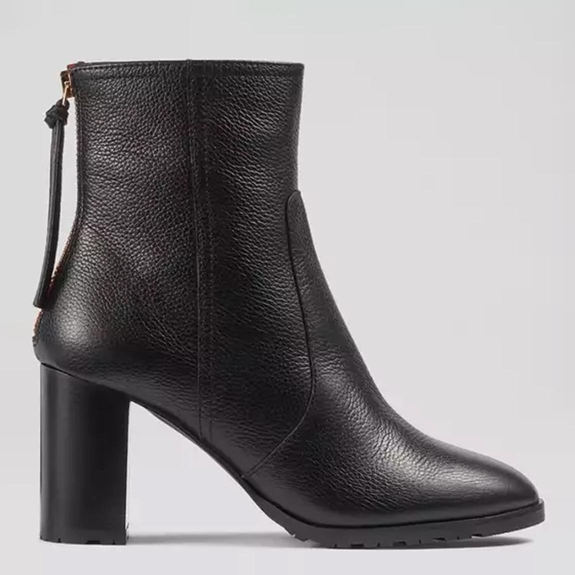 Black Nora Grainy Leather Heeled Ankle Boots main product photo