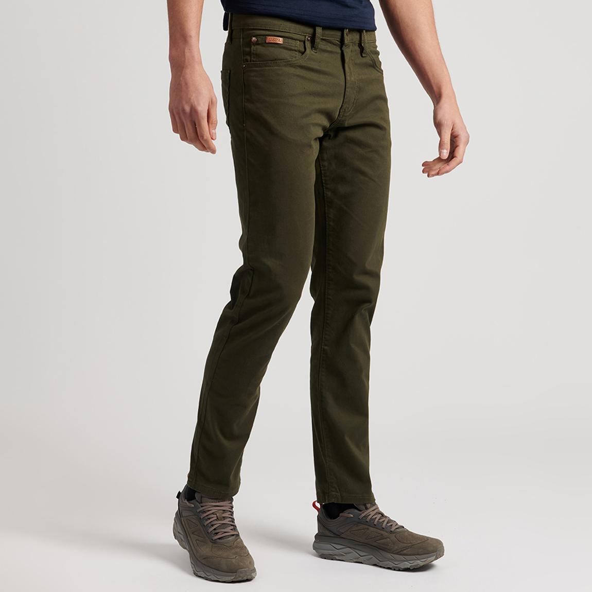 Dark Green Cotton Blend Woven Trousers main product photo