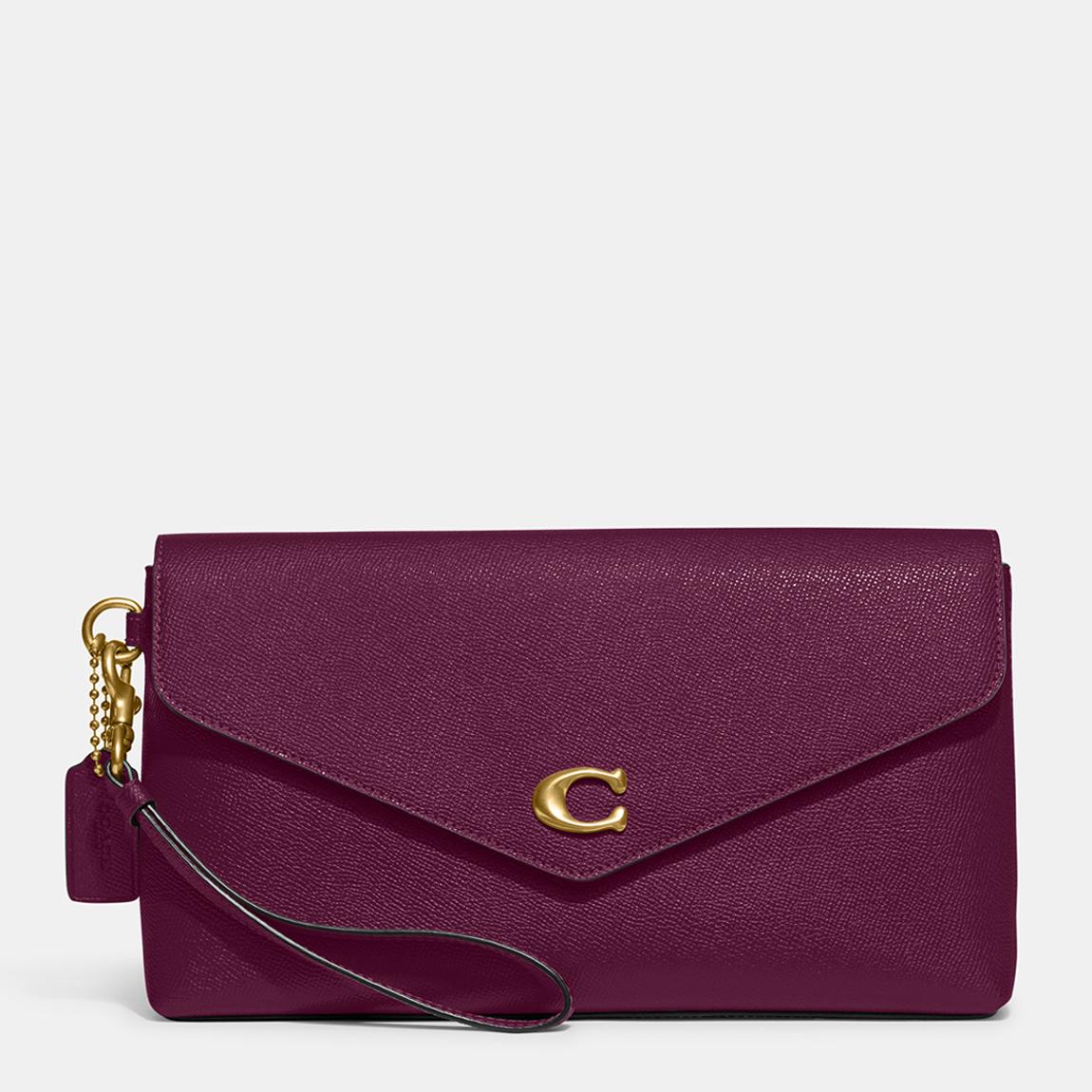 Deep Berry Crossgrain Leather Clutch main product photo