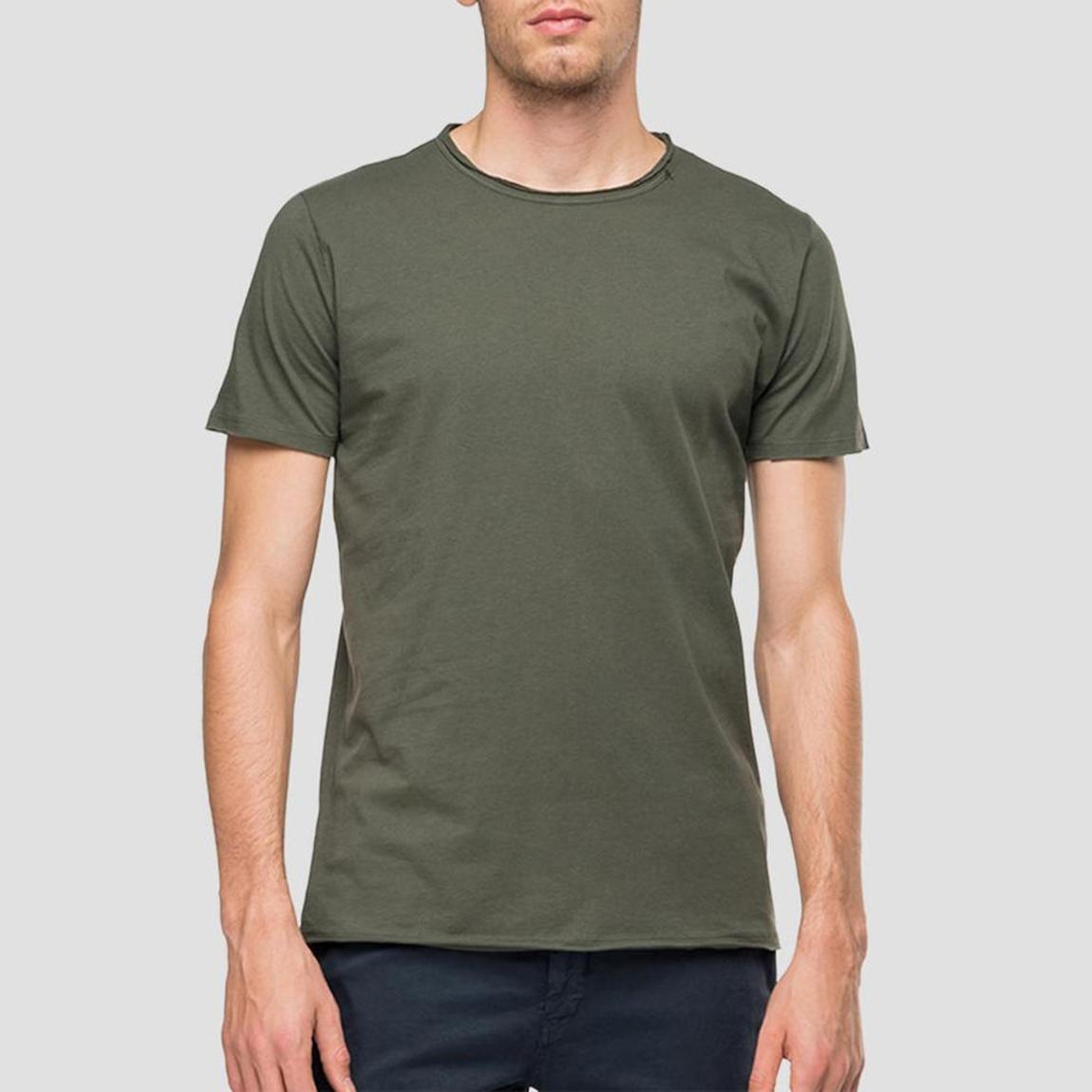 Khaki Raw Cut Cotton T-Shirt main product photo