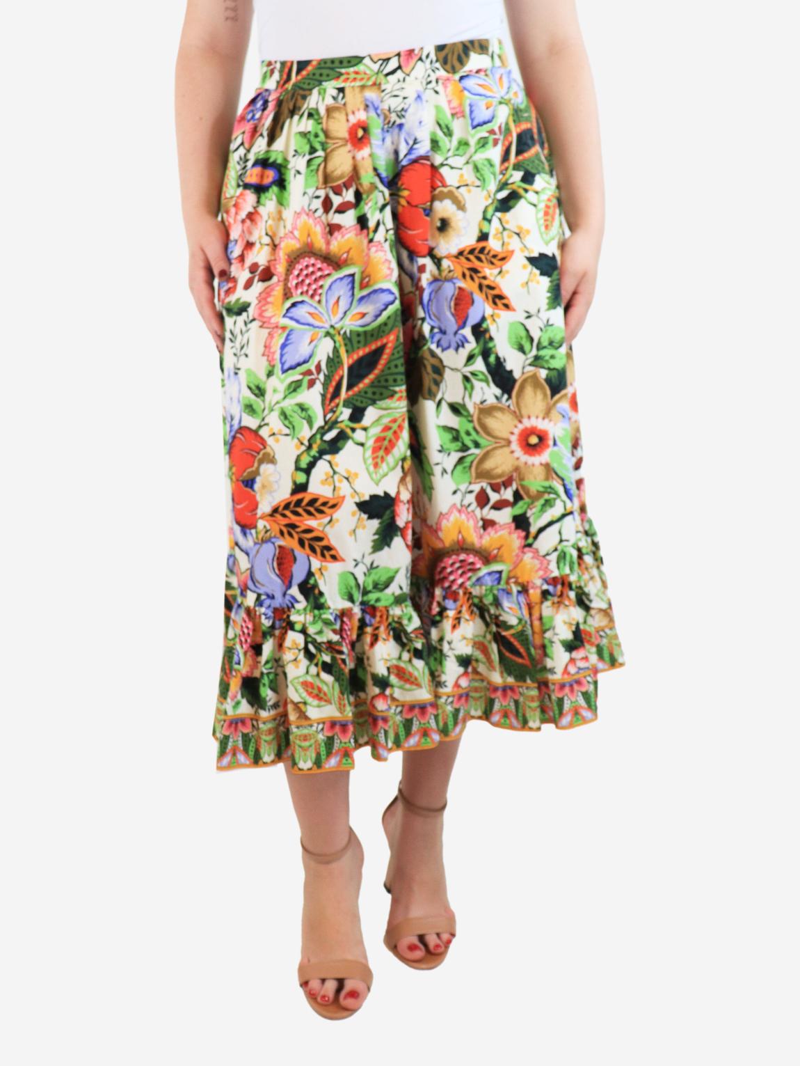 Multicolour floral ruffle-hem midi skirt main product photo
