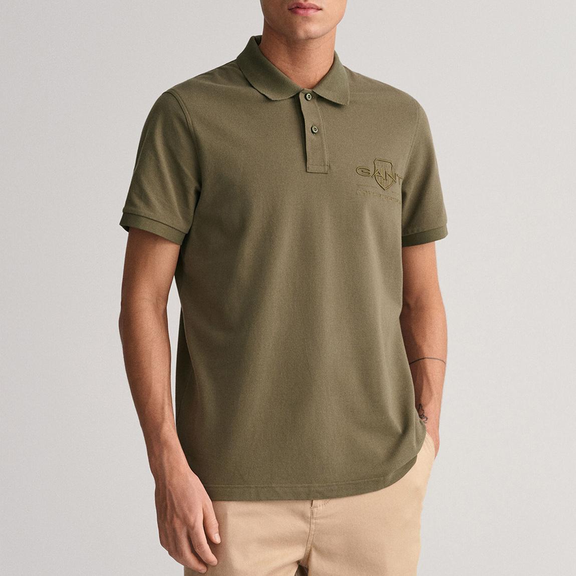 Khaki Tonal Shield Polo Shirt main product photo