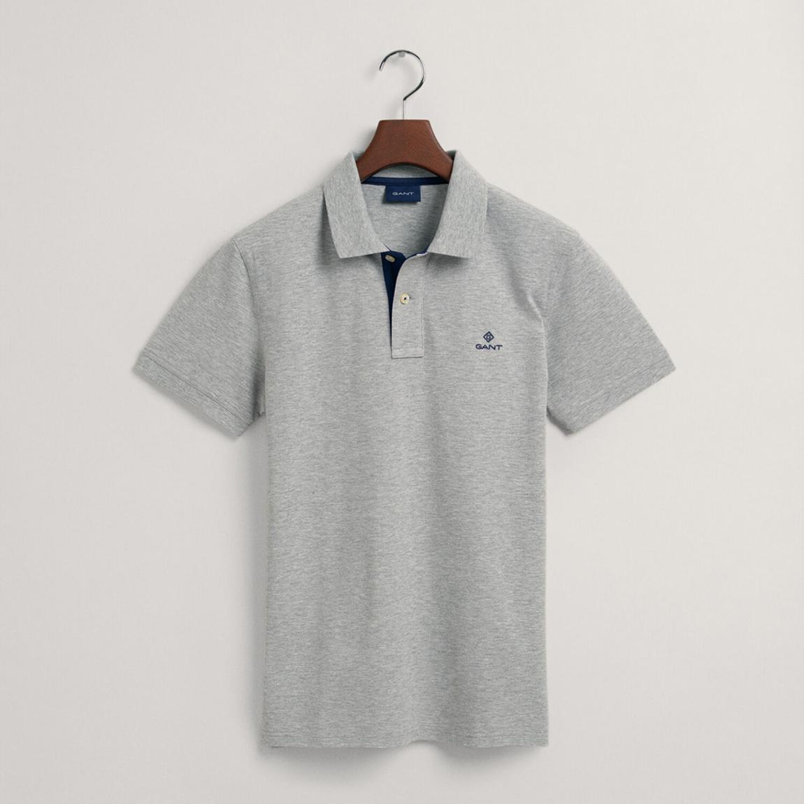 Grey Contrast Cotton Polo Shirt main product photo