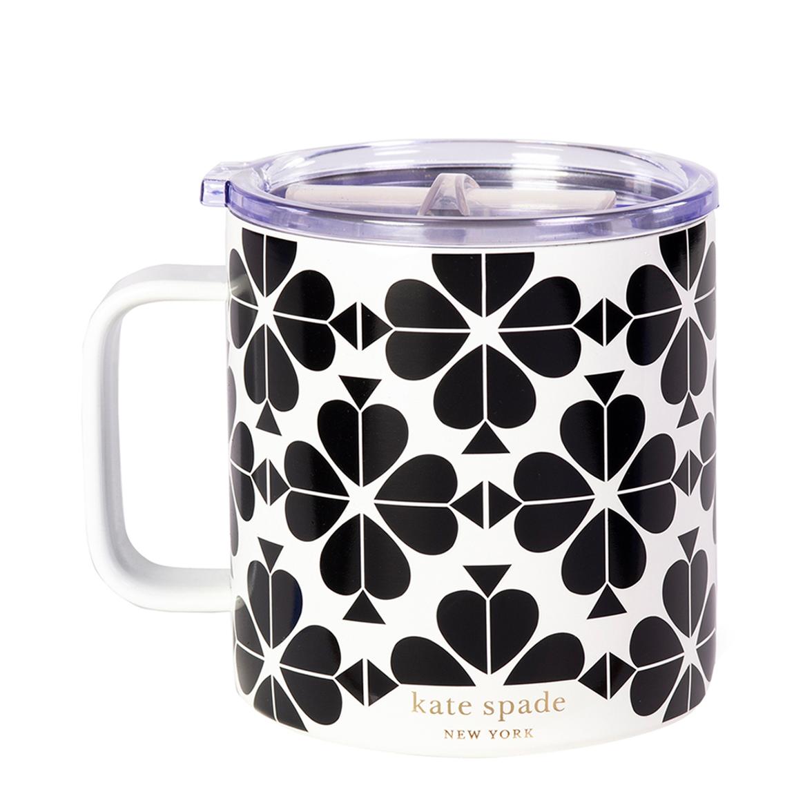 Stainless Steel Coffee Mug, Black Spade Flower main product photo