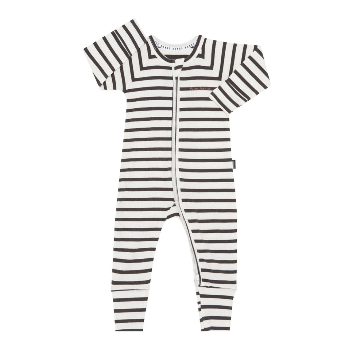 White/Black Stripe Wide Needle Cotton Blend Wondersuit main product photo