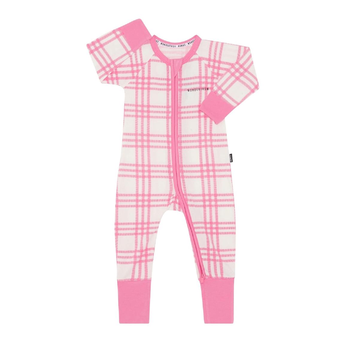 Pink Check Zip Cotton Blend Wondersuit main product photo
