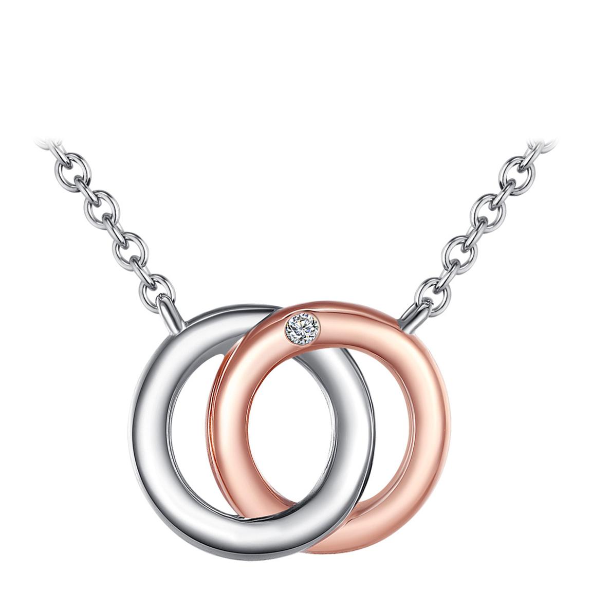 Silver/Rose Gold Diamond Intertwined Ring Necklace main product photo