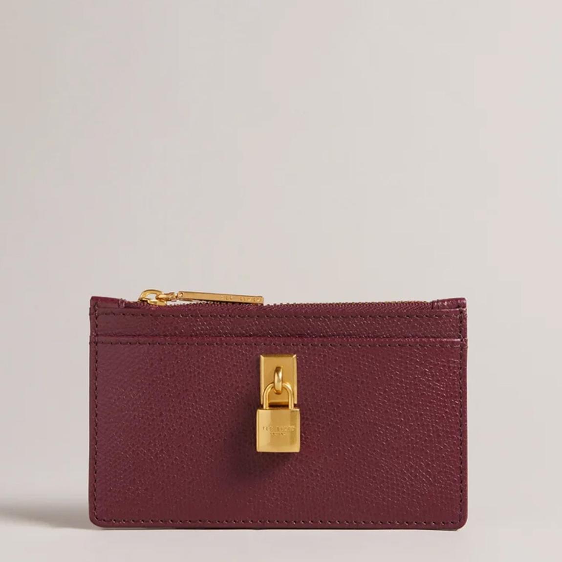 Purple Bromton Padlock Leather Card Holder main product photo