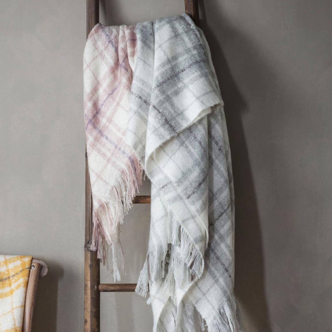 Check Faux Mohair Throw Grey 130x180cm main product photo
