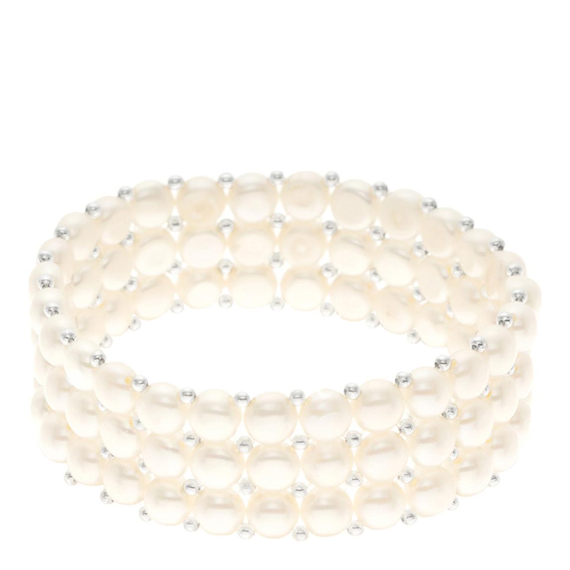 White Row Of 3 Pearl Bracelet main product photo