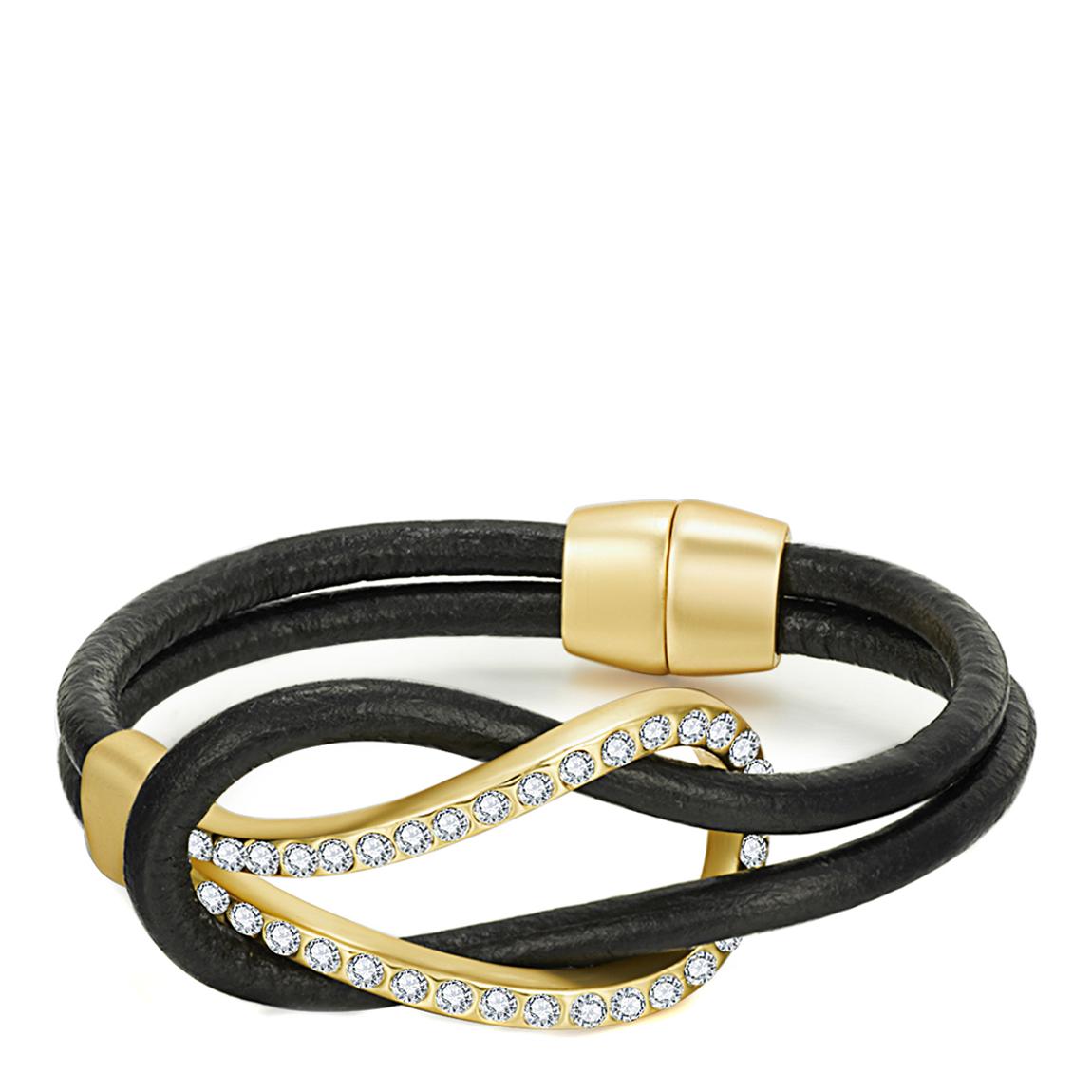 Gold/Black Leather Bracelet main product photo