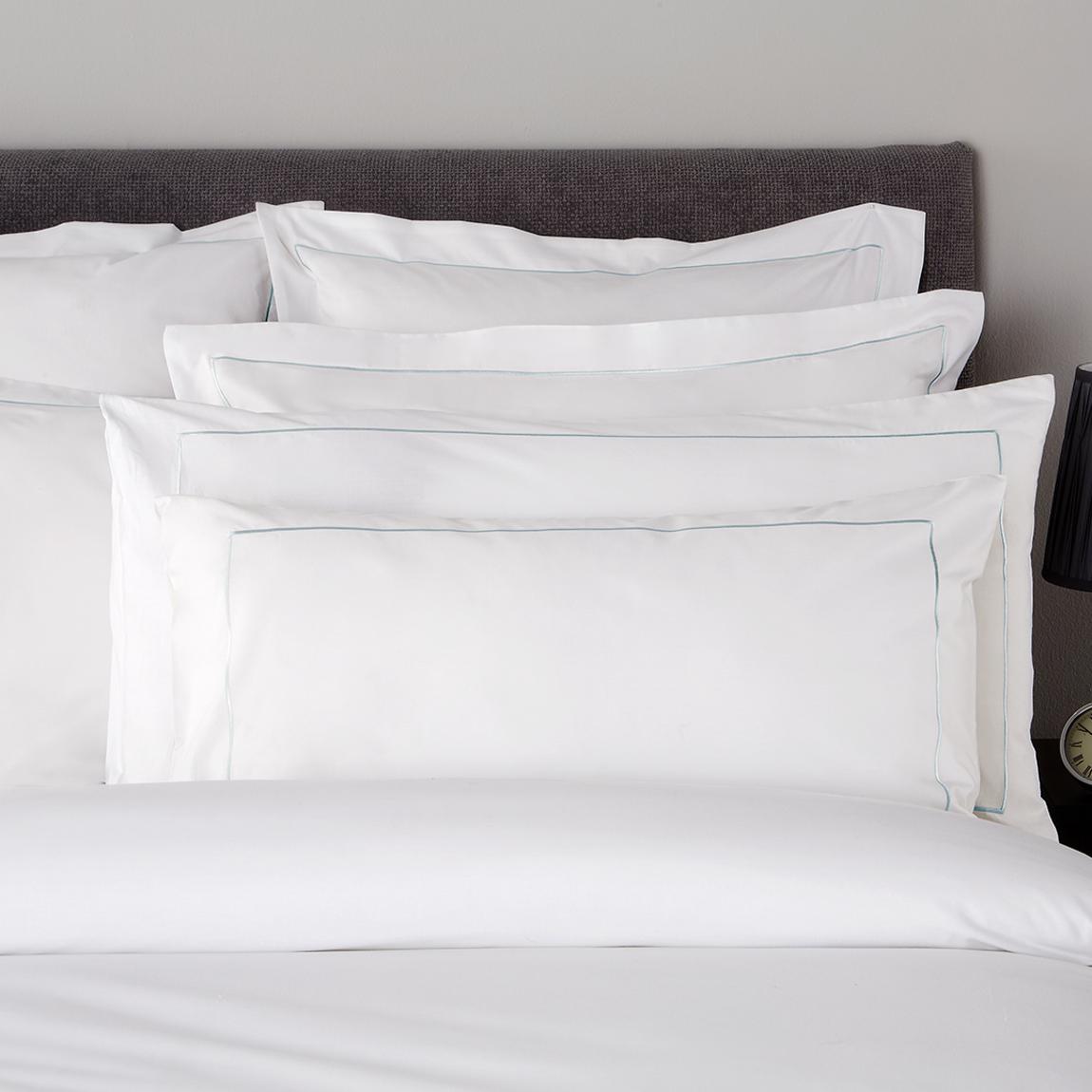 800TC Single Row Cord Super King Pillowcase, White/Duck Egg main product photo