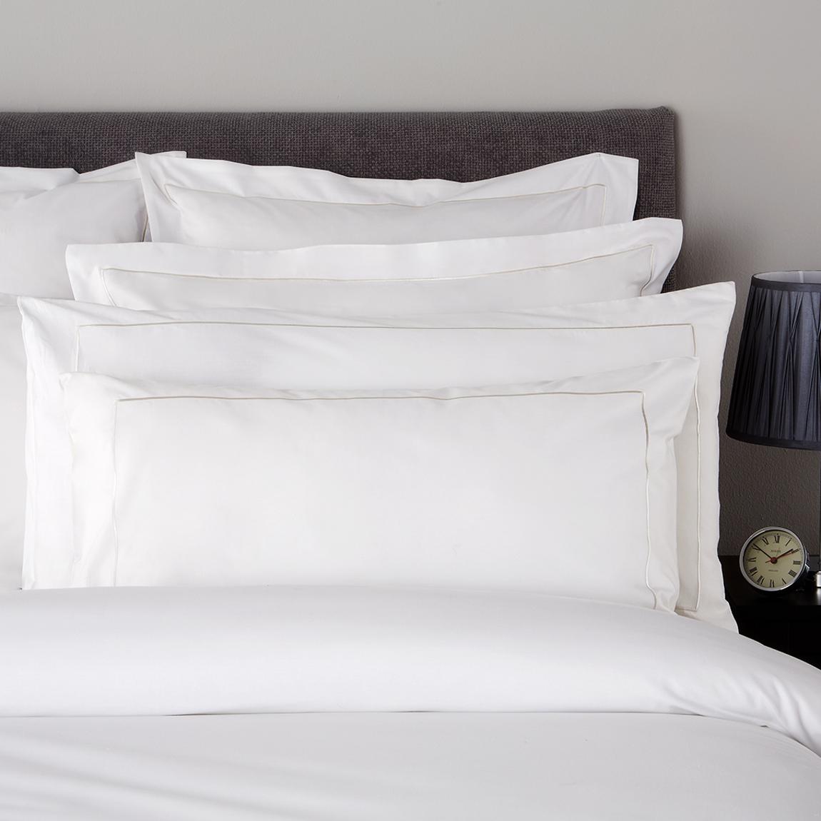 800TC Single Row Cord Super King Pillowcase, White/Flax main product photo