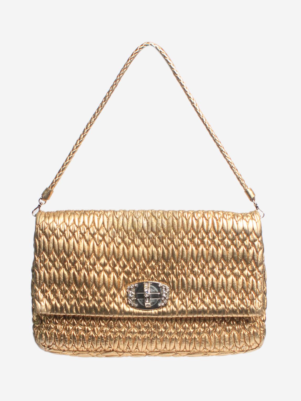Gold Matelasse shoulder bag main product photo