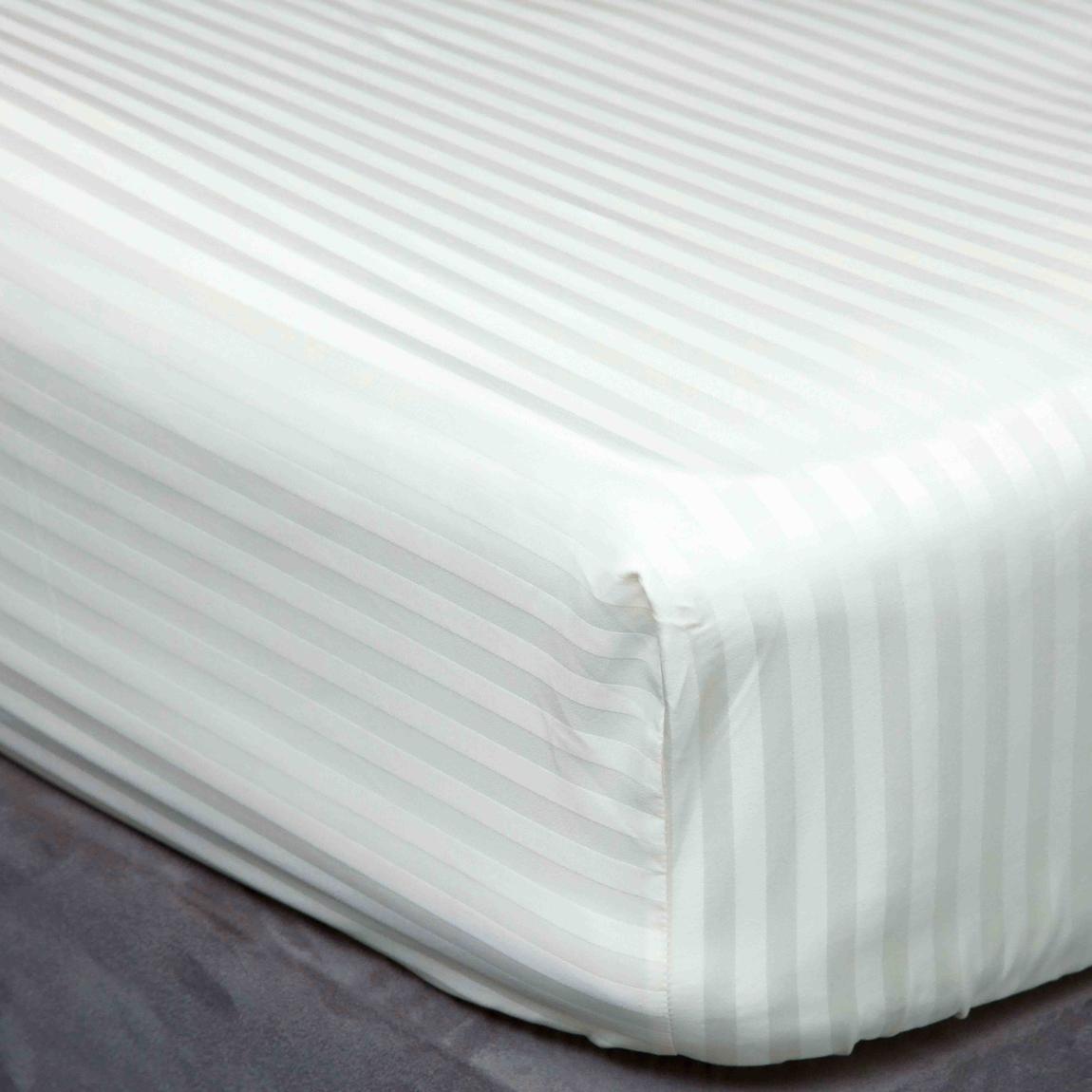 Belledorm 540TC Hotel Suite Satin Stripe 15" Fitted Sheet King Ivory main product photo