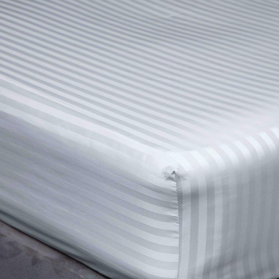 Belledorm 540TC Hotel Suite Satin Stripe 15" Fitted Sheet Double Platinum main product photo