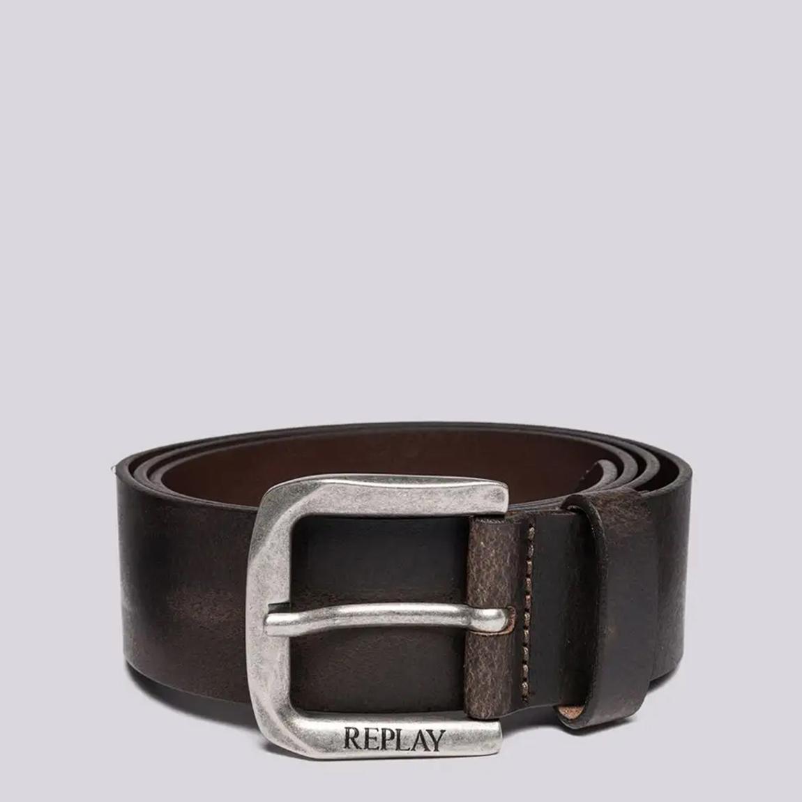 Brown Branded Leather Buckle Belt main product photo