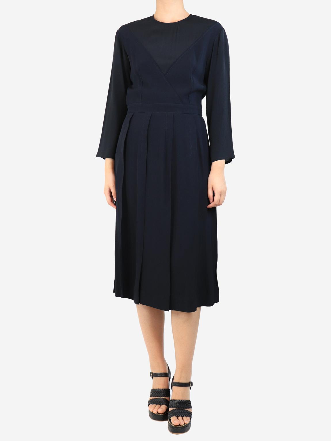 Black pleated mid dress main product photo
