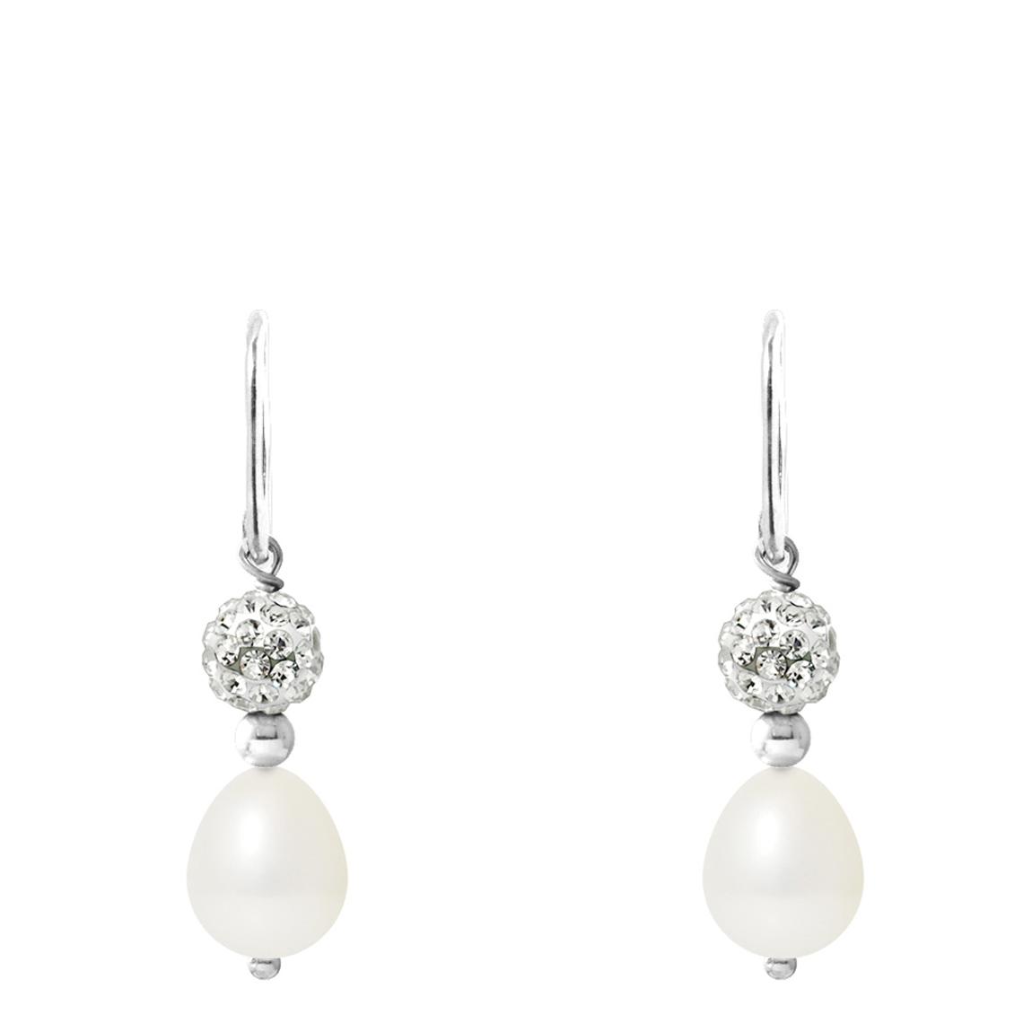 White Pearl And Crystal Earrings main product photo