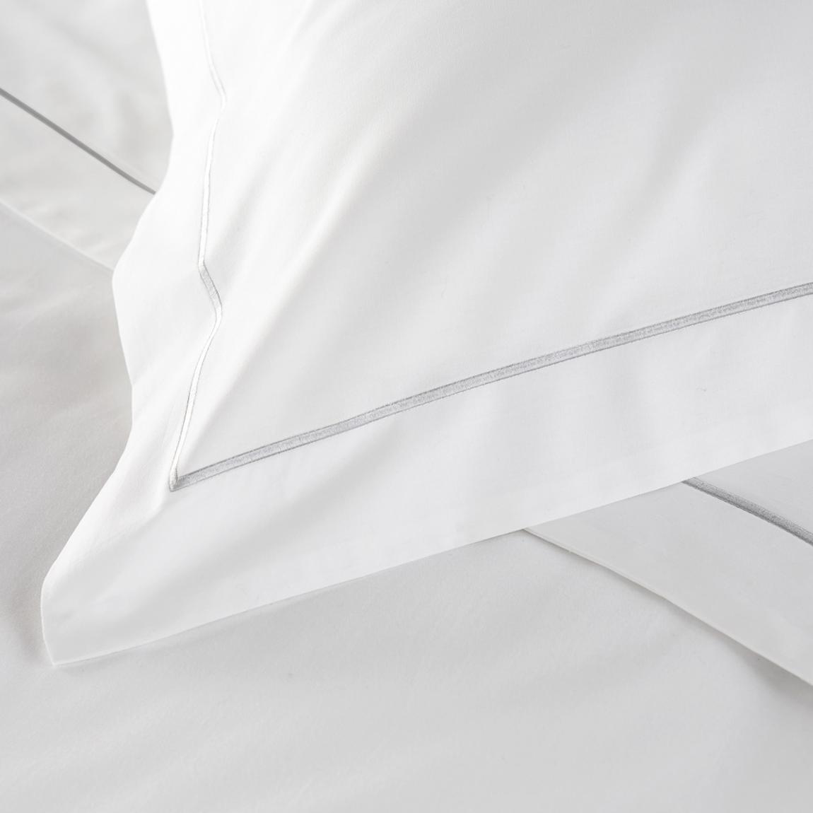 800TC Single Row Cord Pair of Oxford Pillowcases, White/Ice Grey main product photo