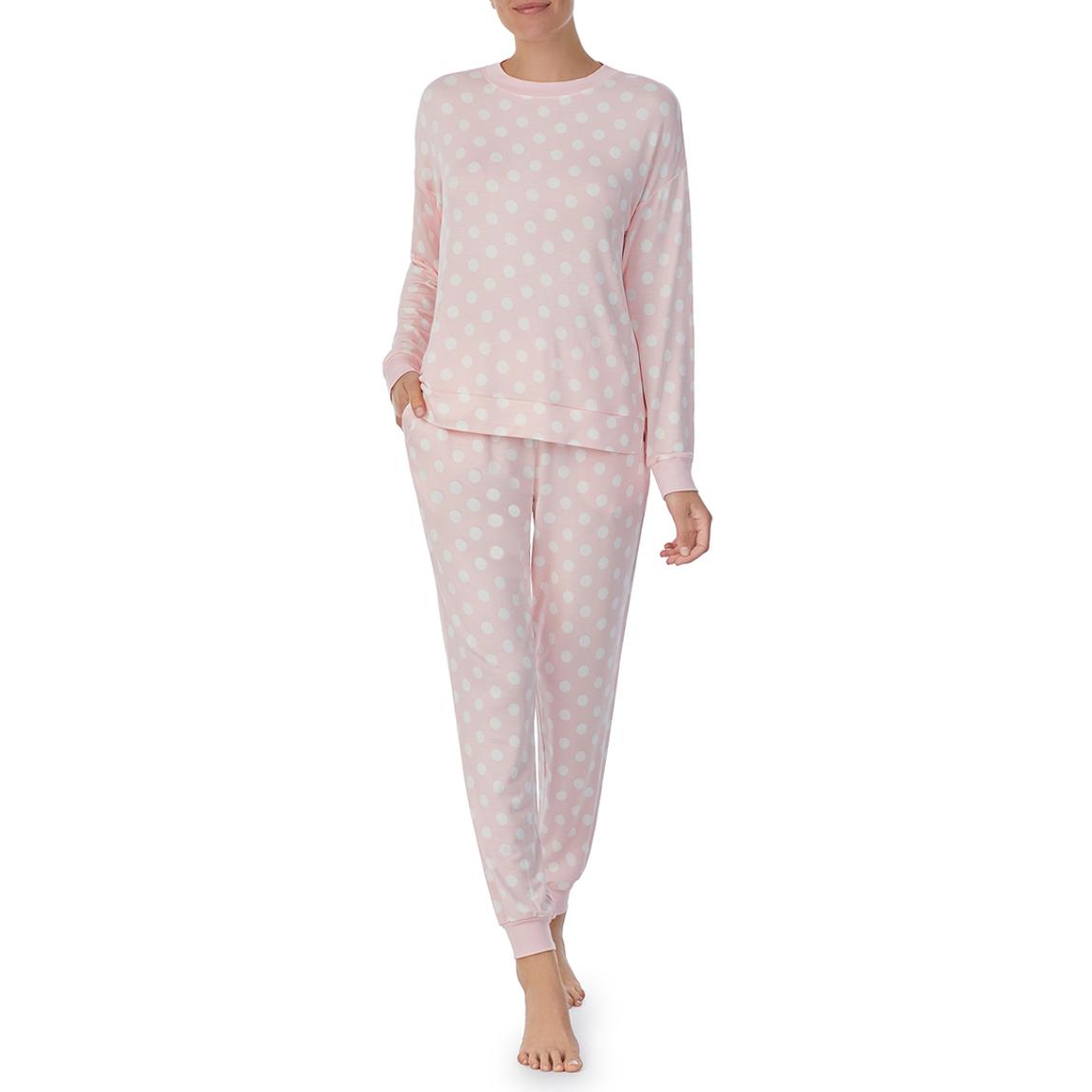 Pink & White French Terry Pullover Jogger Set main product photo