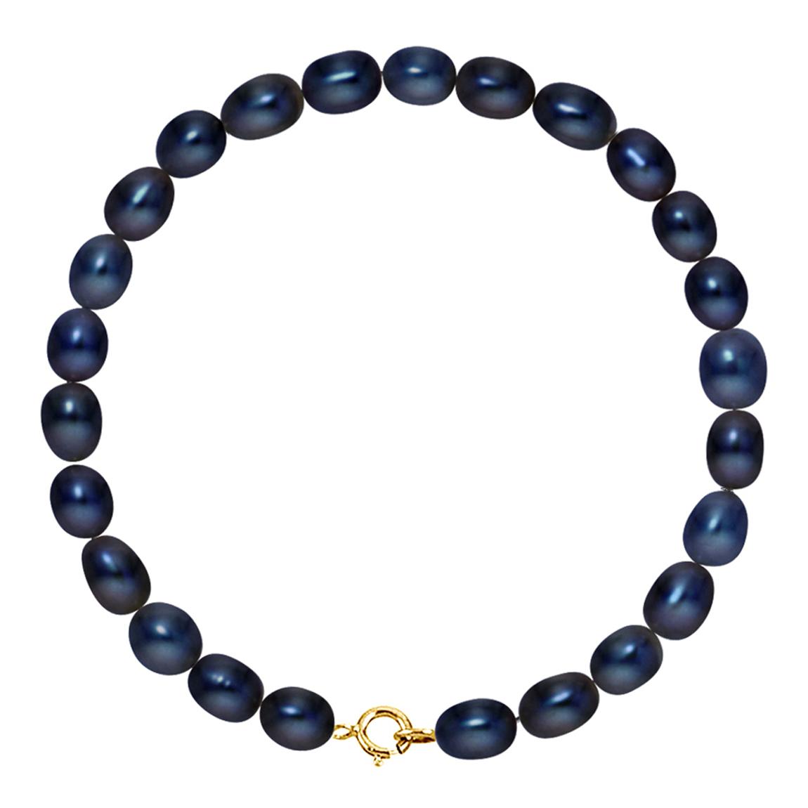 Black/Yellow Gold Freshwater Pearl Grain Rice Bracelet main product photo