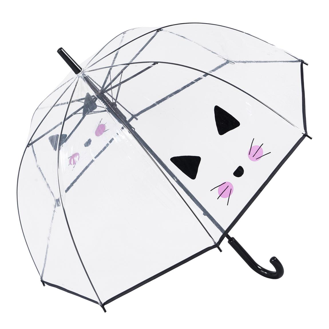 Transparent/Black Cat Birdcage Umbrella main product photo
