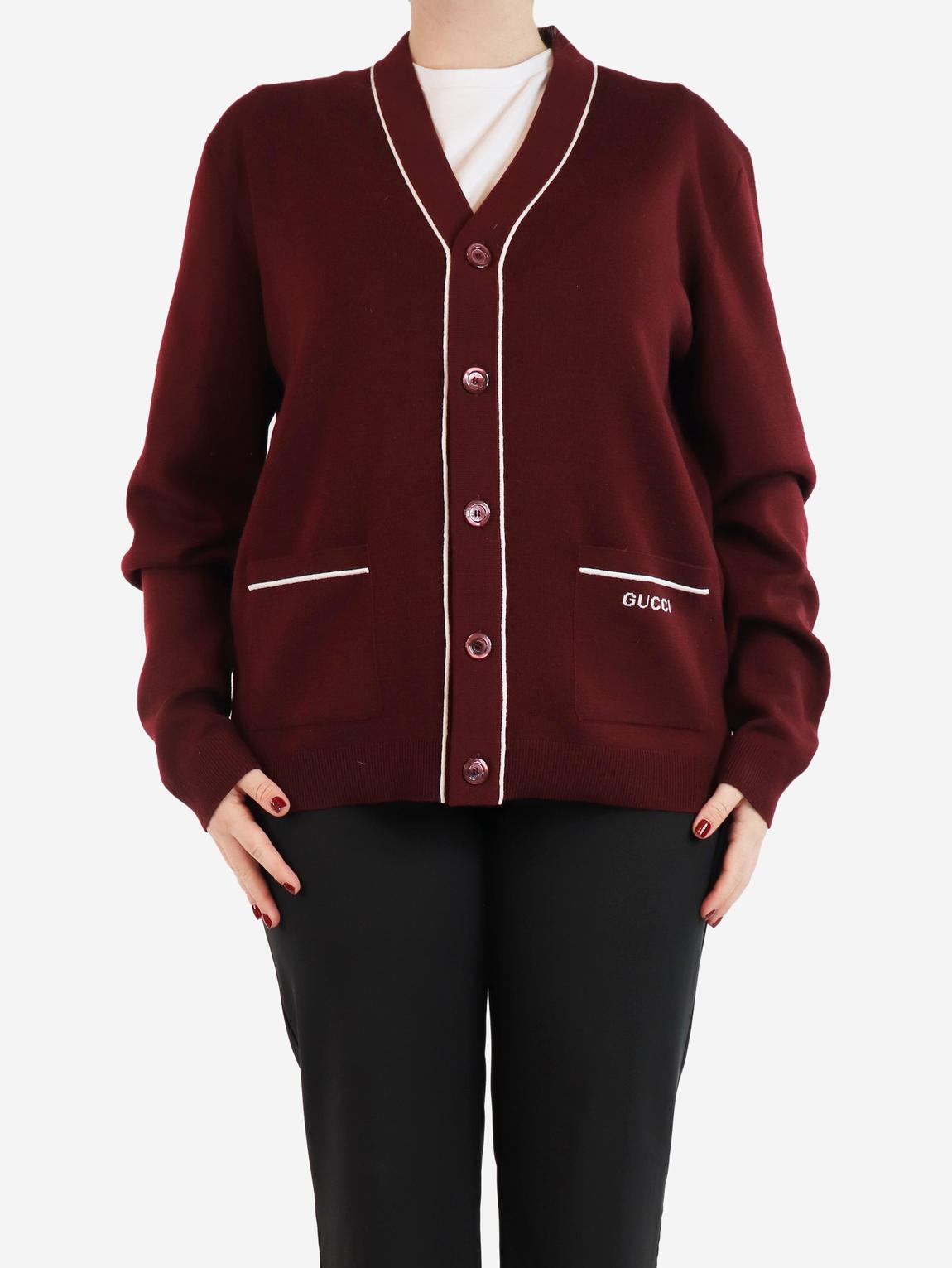 Burgundy Rosso Ancora pocket cardigan main product photo
