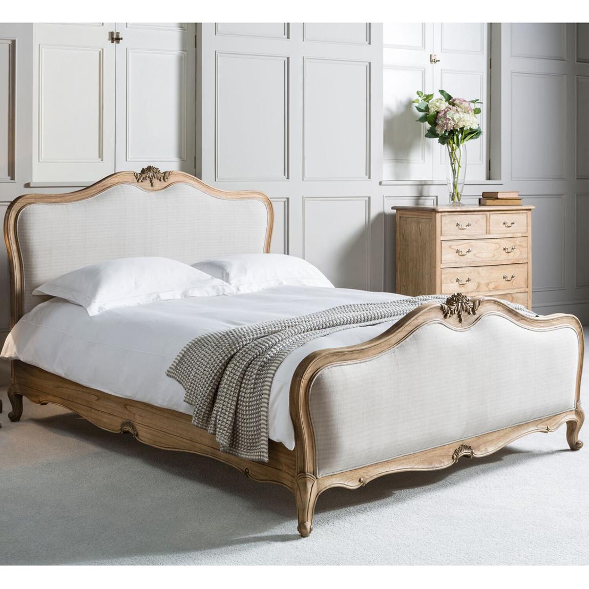 Stanal King Size Linen Upholstered Bed, Weathered main product photo