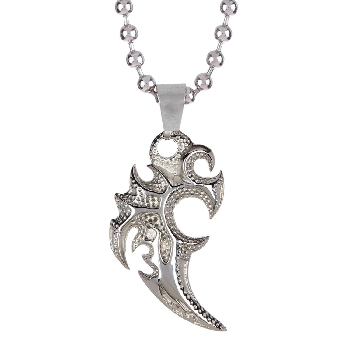 Men's Oxidised Silver Textured Motif Necklace main product photo