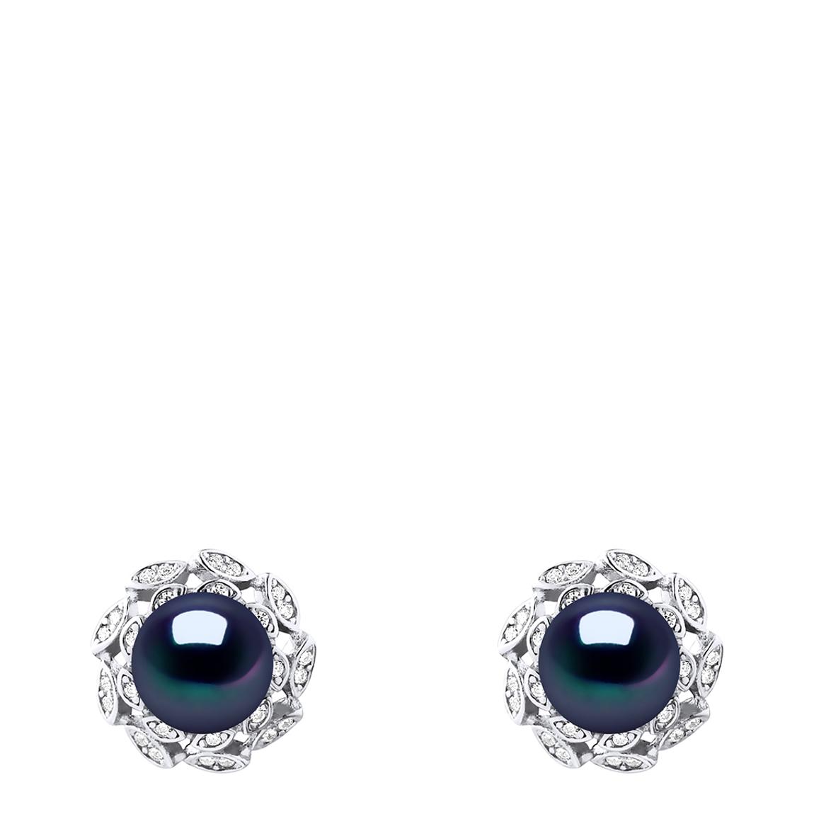 Black Tahiti Button Pearl Earrings 8-9mm main product photo